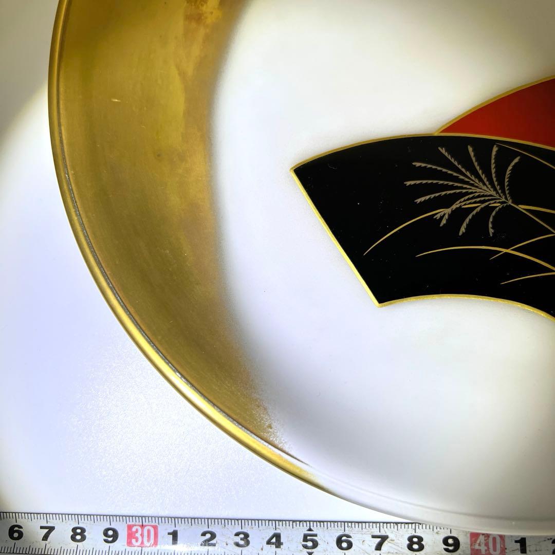 輪島塗　一后造クリスタルガラス蒔絵盛皿　共箱　26.5㎝　東Y7-0716③