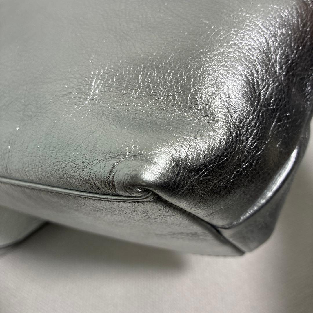 russet ソフトレザーシンプルショルダーバッグ　シルバー　2way