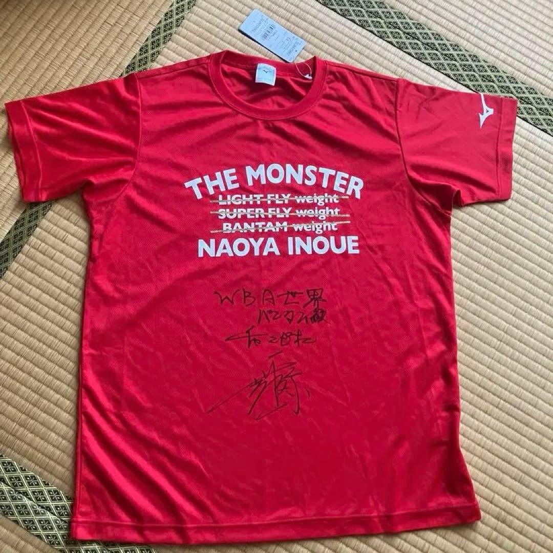 井上尚弥直筆サイン入りtシャツL赤ミズノ製