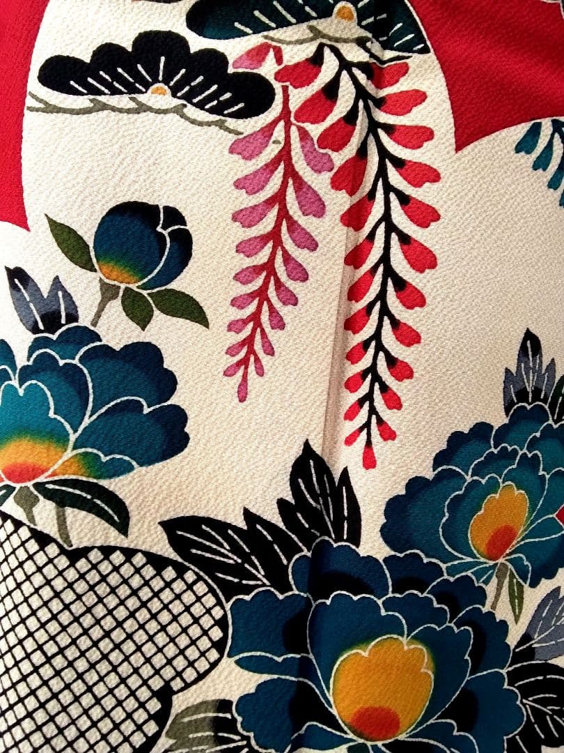 振袖フルセット、正絹紅型振袖、成人式、重ね衿、帯揚げ帯締め、西陣袋帯、襦袢