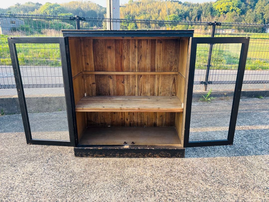 J31★関家具★ジョーカー 下台開き戸ガラス アンティーク キャビネット 両開き