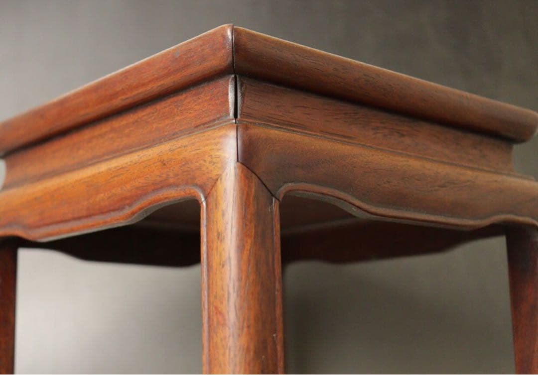 唐木　紫檀？　高足　花台　小物上げ　飾り台■