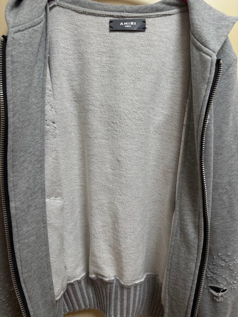 AMIRI ダメージ加工 ジップパーカー グレー