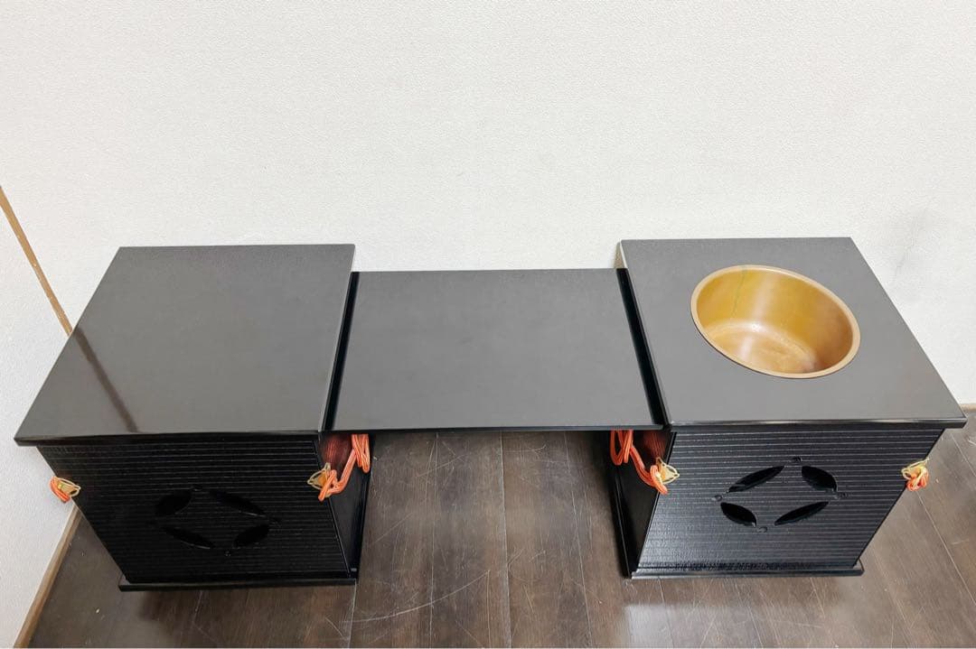 美品 茶道具 御園棚セット 立礼棚 丸炉 椅子2脚淡々斎好写 裏千家大型宅配便