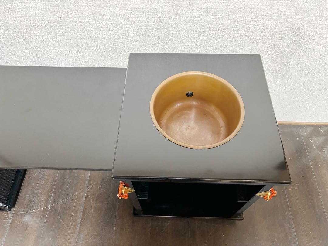 美品 茶道具 御園棚セット 立礼棚 丸炉 椅子2脚淡々斎好写 裏千家大型宅配便