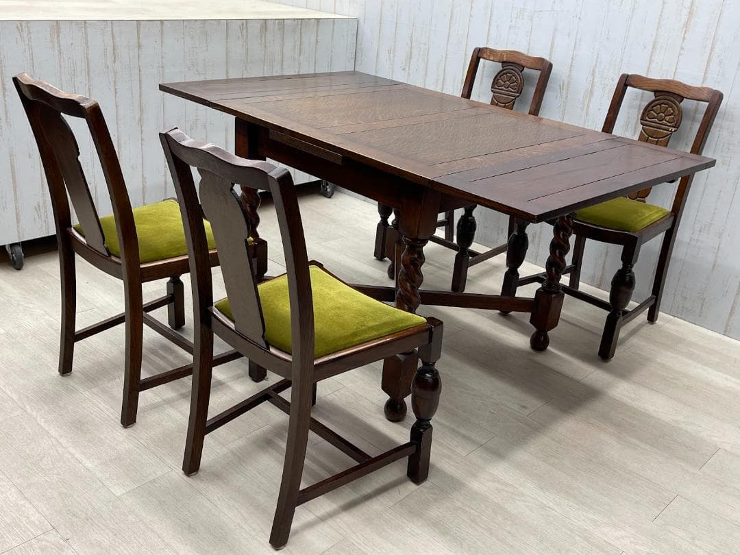 希少　イギリスアンティーク　ドローリー　 ダイニングセット チェア ツイスト