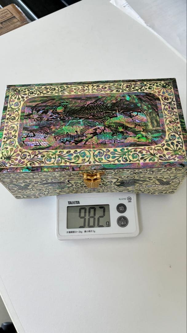 真珠貝の象嵌ラッカー木製ボックス