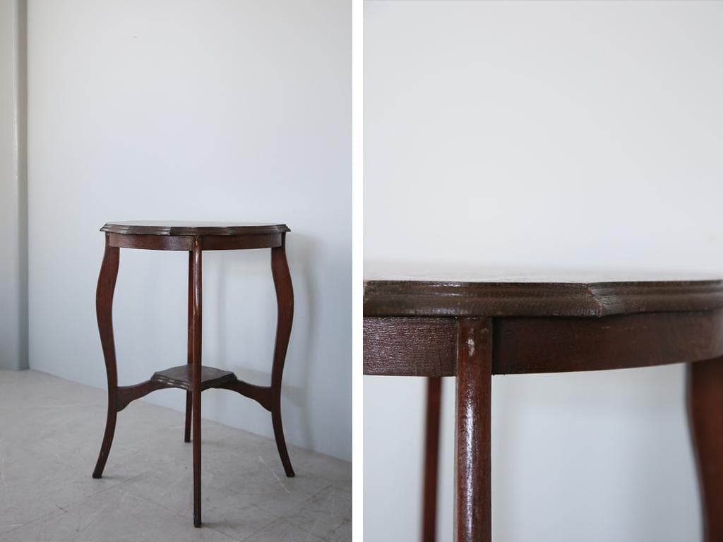 英国アンティーク木製サイドテーブル/オケージョナル机/飾り棚/花台(87-116