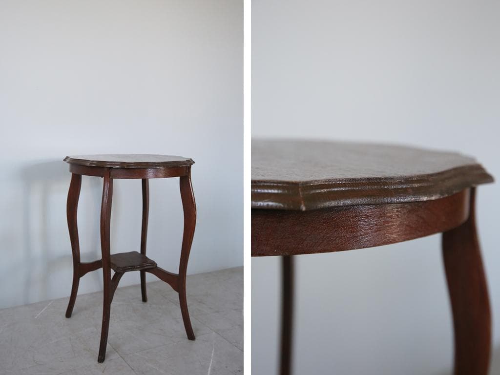 英国アンティーク木製サイドテーブル/オケージョナル机/飾り棚/花台(87-116