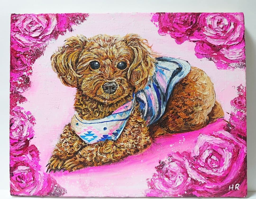 油絵 絵画【トイプードル】