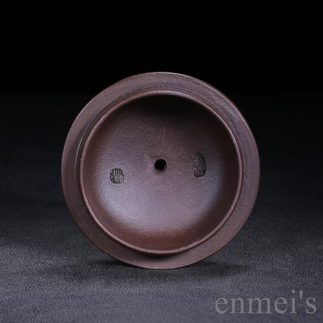 中国古美術 宜興 紫砂壺 靈猴献瑞壺 底款:汪寅仙 原鉱紫泥 急須 茶壺 唐物