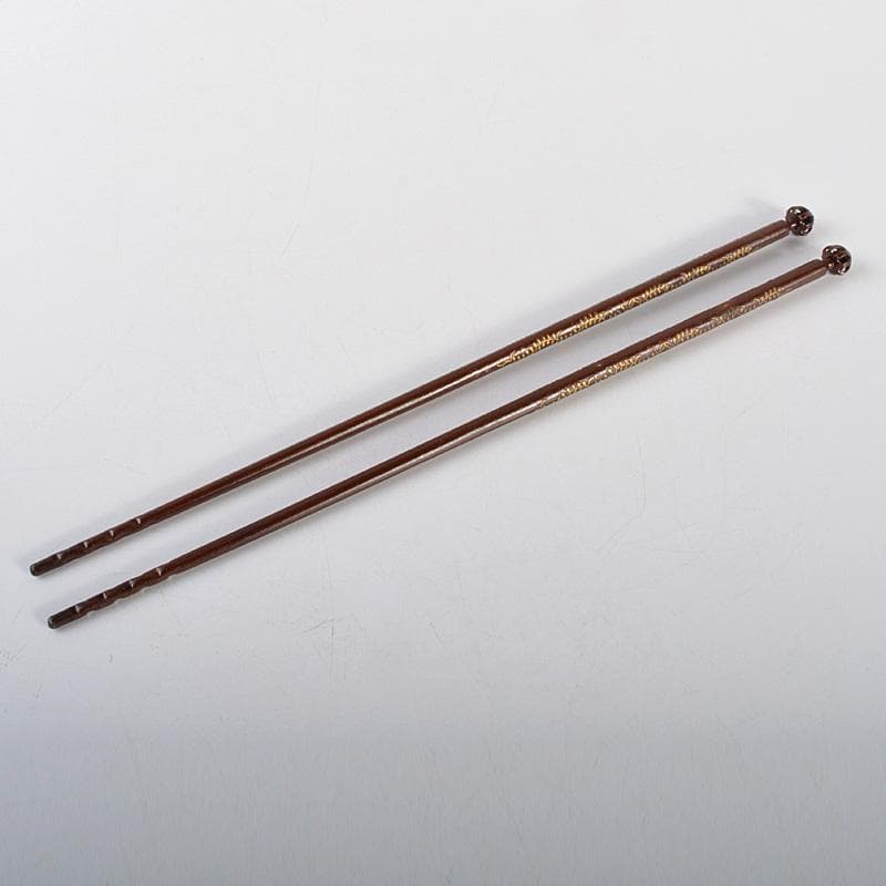 茶道具　御釜師　宮崎彦九郎造　鉄製　藤象嵌　火箸　共箱　C　6251