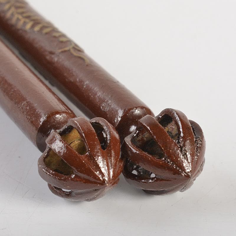 茶道具　御釜師　宮崎彦九郎造　鉄製　藤象嵌　火箸　共箱　C　6251