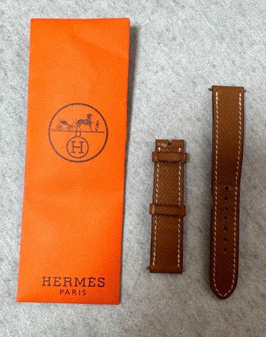 【HERMES 】エルメスHウォッチ換えベルト　レザーベルト ブラウン