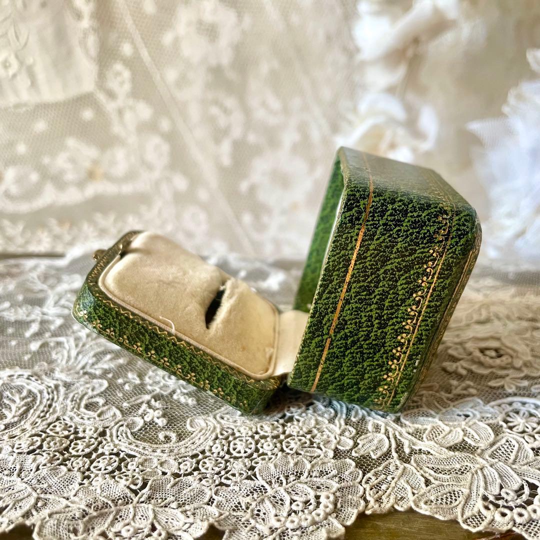 金彩入りジュエリーボックス　リングケース　グリーン緑　フランスアンティーク