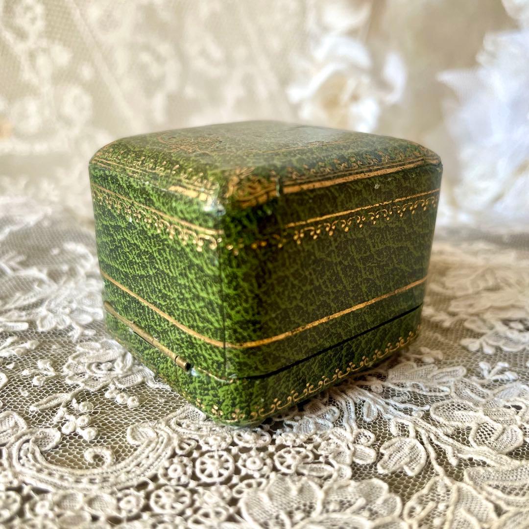 金彩入りジュエリーボックス　リングケース　グリーン緑　フランスアンティーク