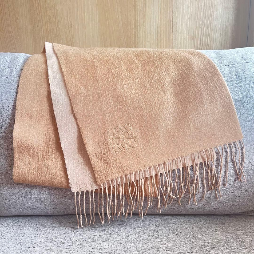 美品❁⃘LOEWEロエベ❁⃘ウール＆カシミヤ現行モデル バイカラーマフラー❁⃘ロゴ刺繍