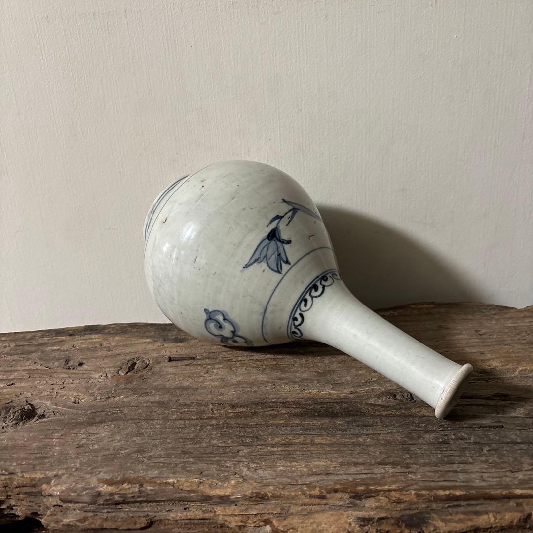 古伊万里染付徳利瓶　古道具　アンティーク　骨董　壷　花瓶　花入　白磁　検:李朝