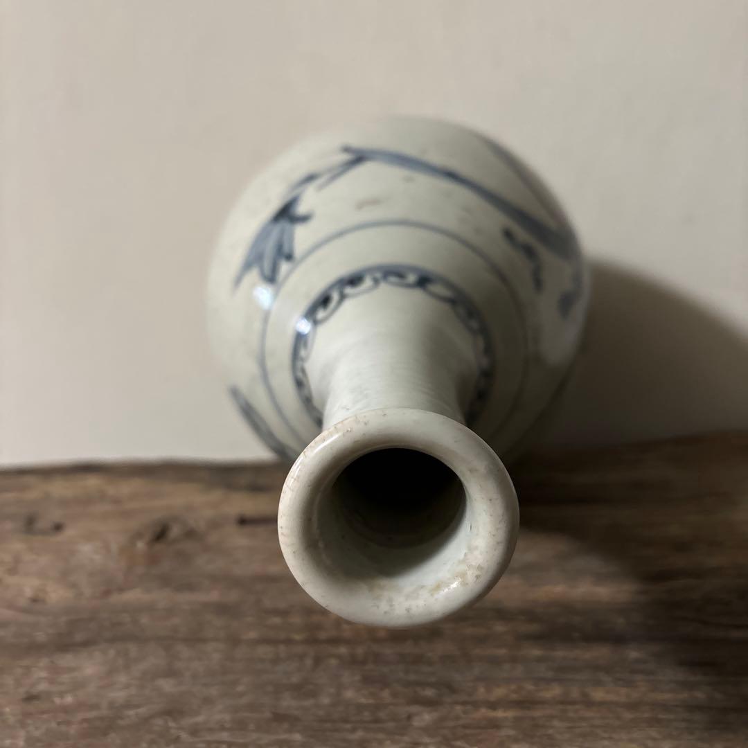 古伊万里染付徳利瓶　古道具　アンティーク　骨董　壷　花瓶　花入　白磁　検:李朝