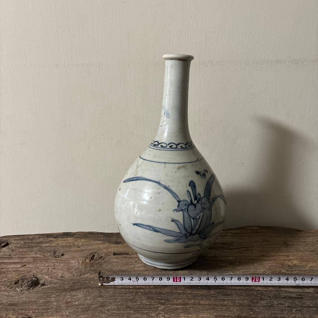 古伊万里染付徳利瓶　古道具　アンティーク　骨董　壷　花瓶　花入　白磁　検:李朝