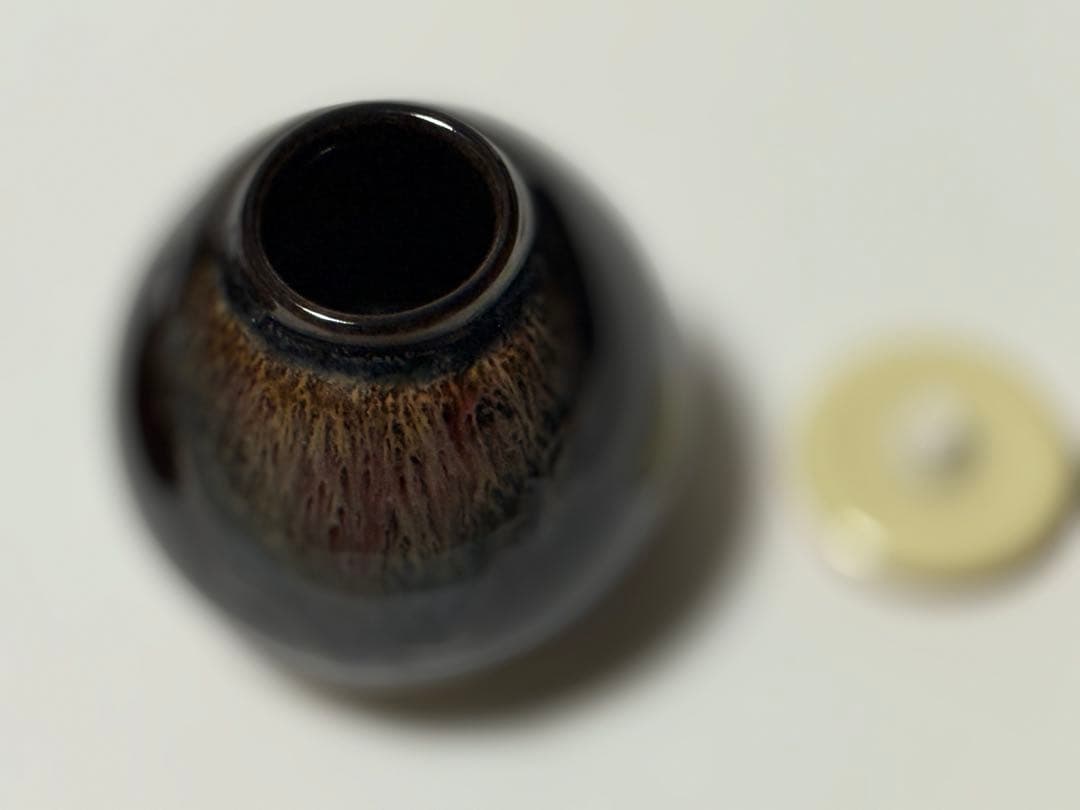 唐物　茄子茶入 茶器 茶入 陶器 茶道具 仕覆付　龍村美術織物製、円文白虎朱雀錦