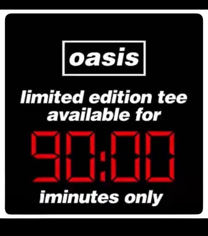 超貴重 オアシス ワンダーウォール 30周年記念 90分間限定販売 Tシャツ L