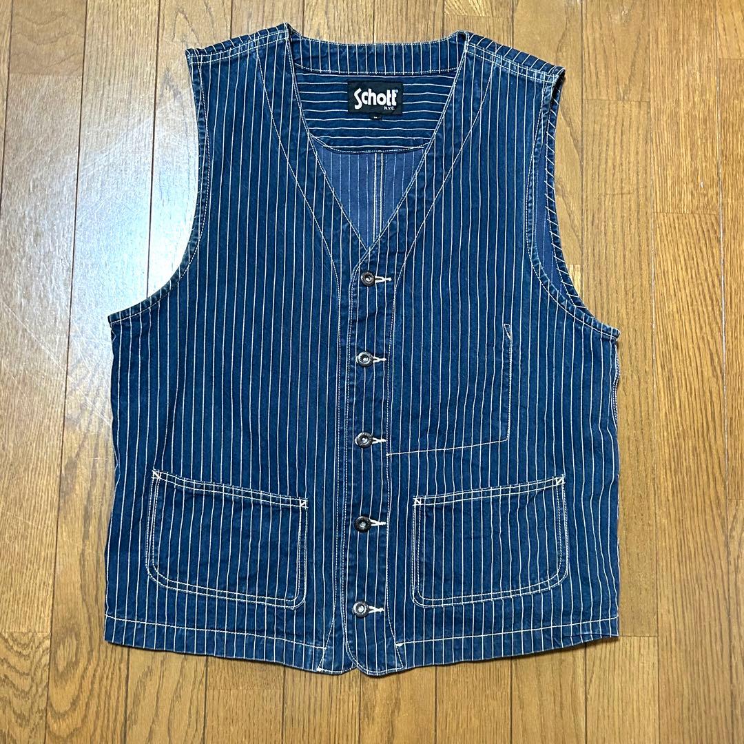 XLサイズ！schott(ショット)古着ウォバッシュワークベスト シンチバック