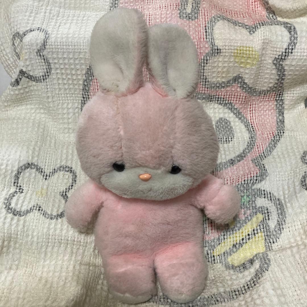 昭和レトロ　ヴィンテージ 吉徳　うさぎ　クリーミー　ぬいぐるみ　中古品　難あり