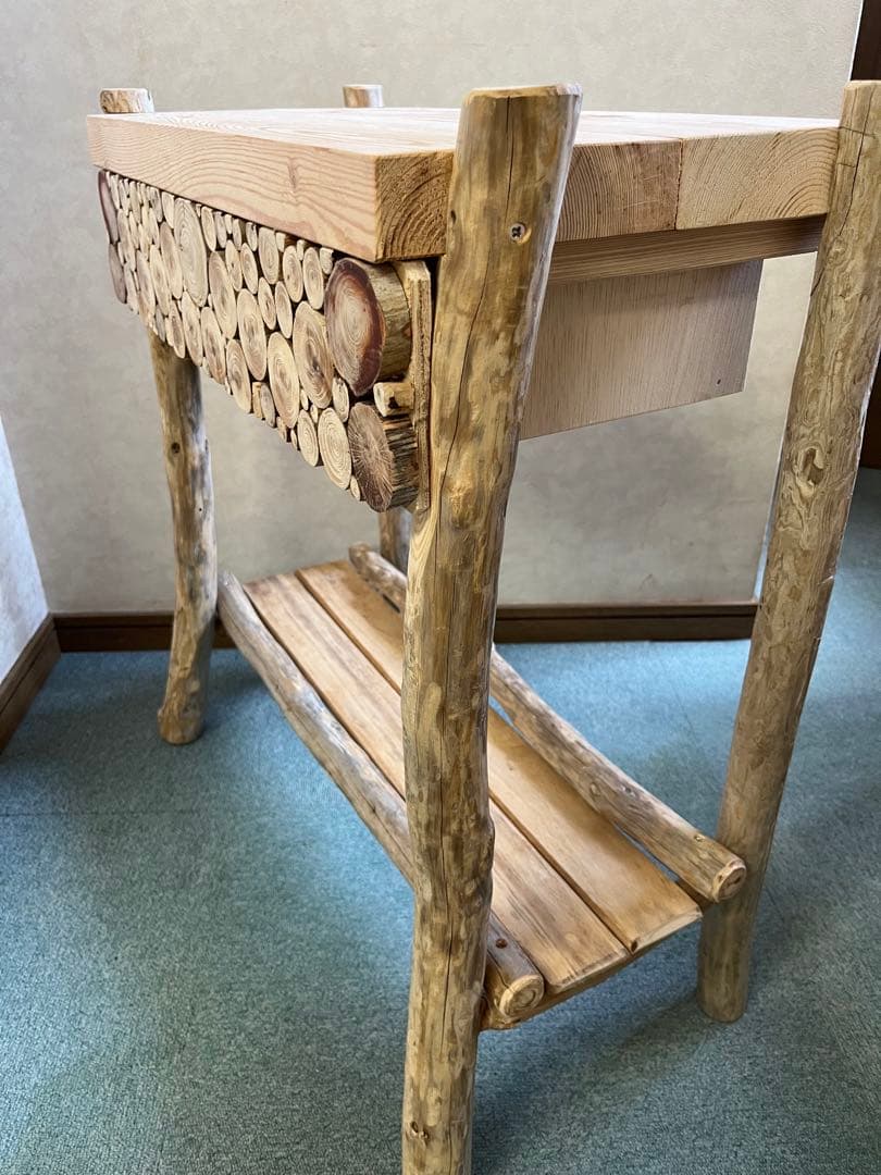 流木のサイドテーブルコーヒーテーブル引き出し付きチェストナイトテーブル