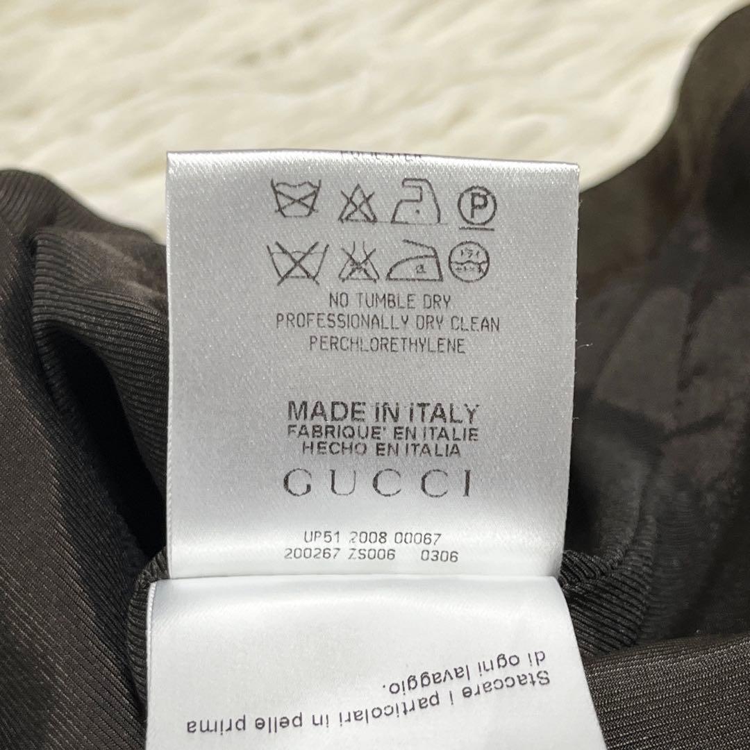 美品✨ GUCCI プリーツスカート ビット レザー 金ボタン ウール カーキ