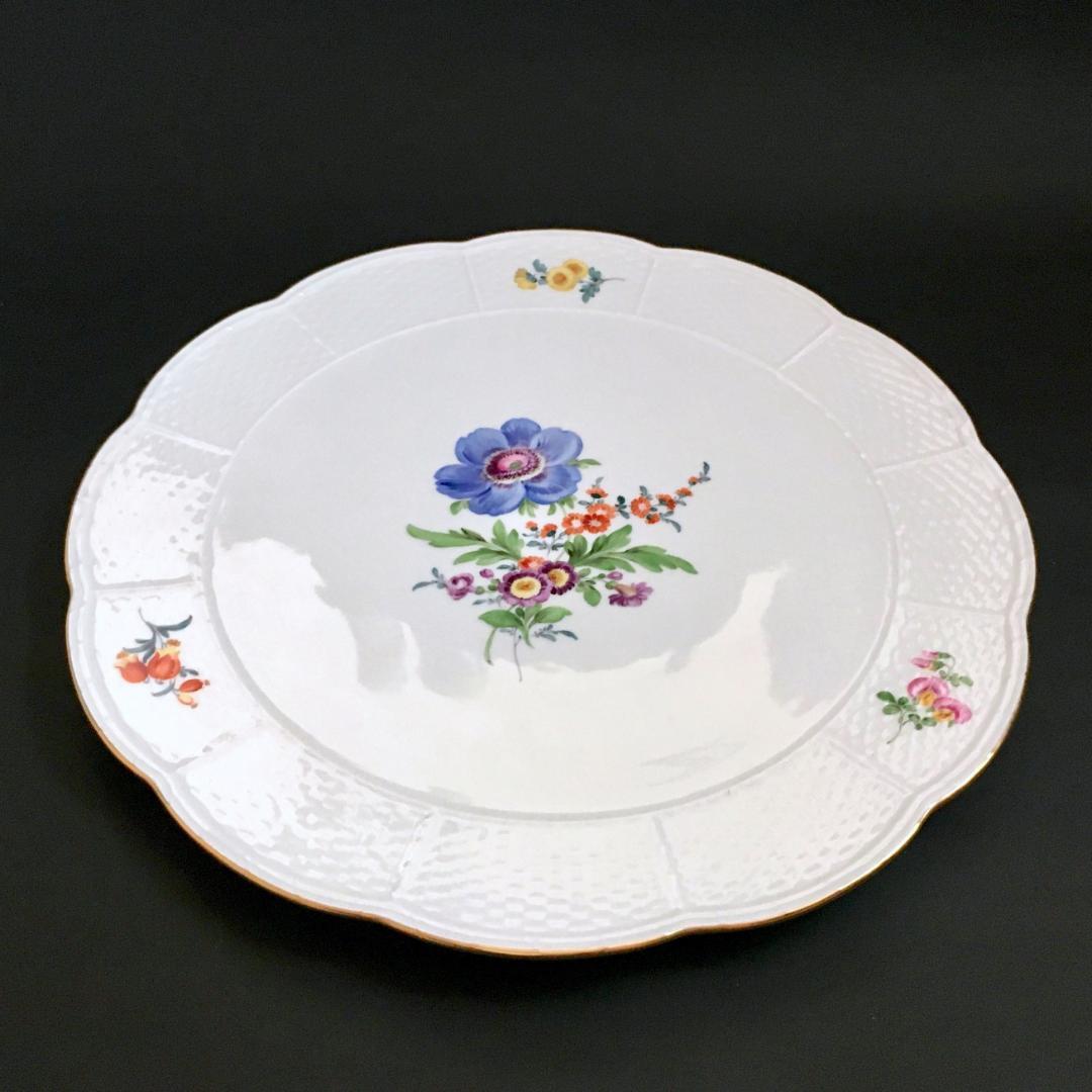 マイセン 金彩 花のブーケ文 アルトツィアレリーフ 絵皿 直径 35cm