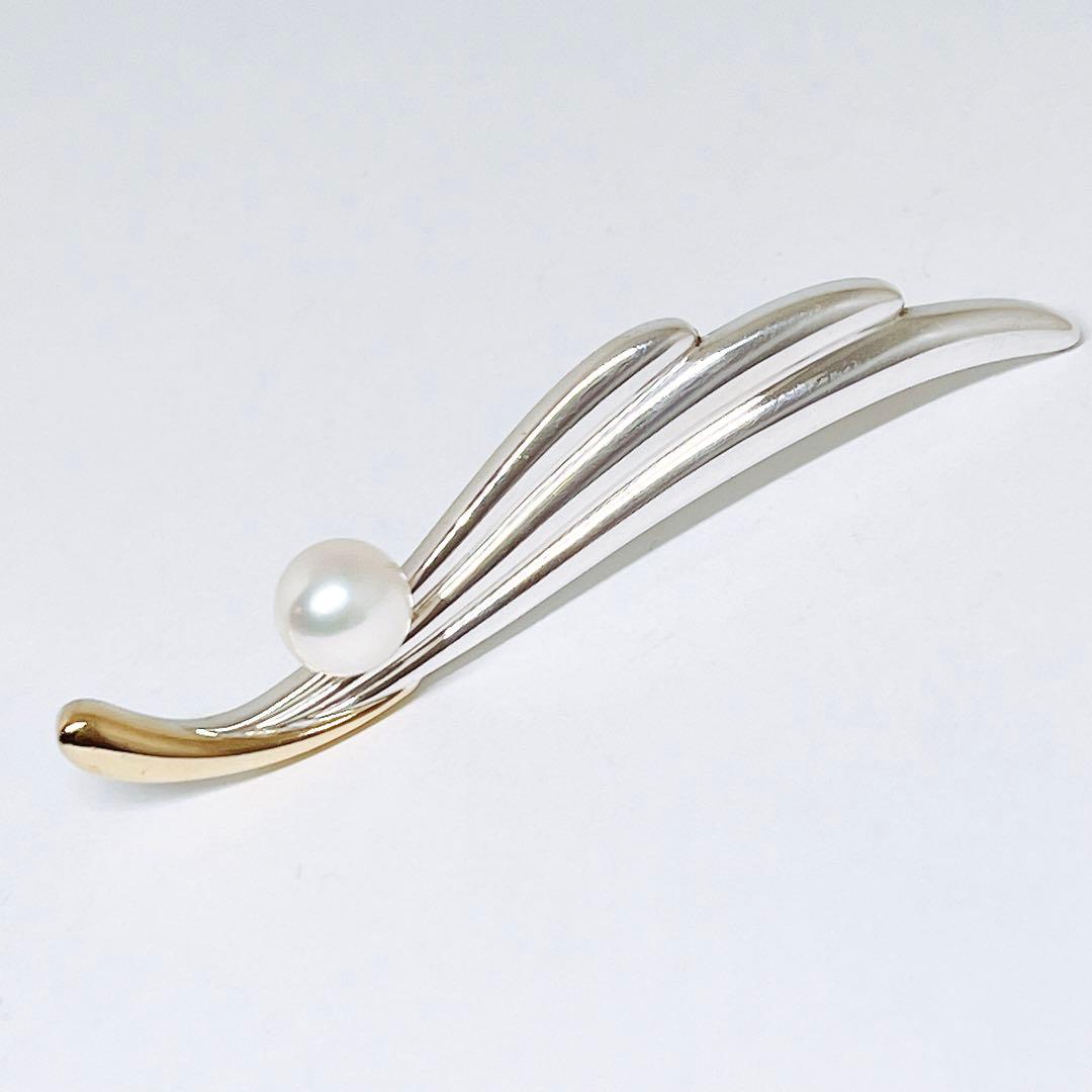 MIKIMOTO ミキモト パール　K18 /SV ウイング　羽　ブローチ