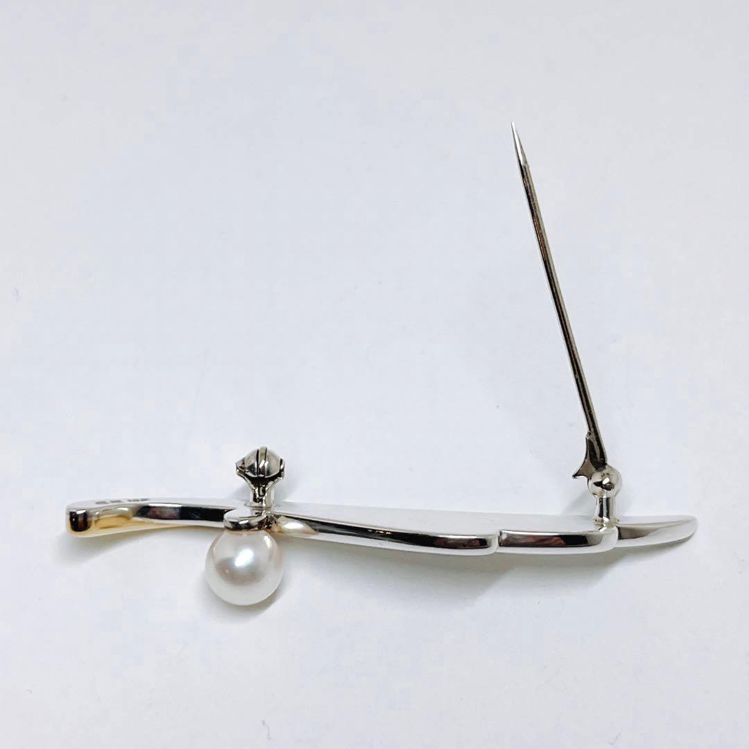 MIKIMOTO ミキモト パール　K18 /SV ウイング　羽　ブローチ