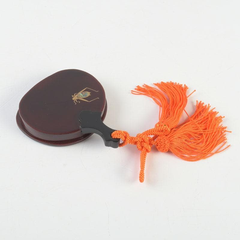 茶道具　輪島塗　茶平一斎作　鈴虫蒔絵　団扇形香合　共布共箱　V　9802