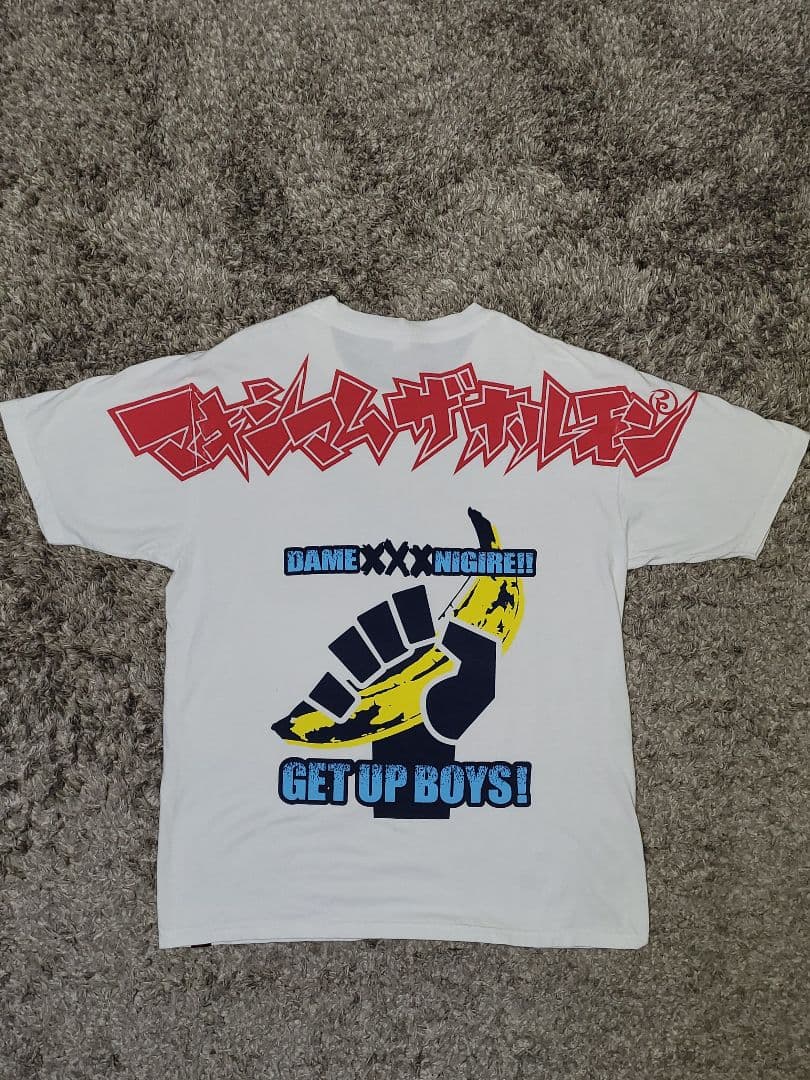 マキシマムザホルモン　メタルポーズＴシャツ(白x青) (黒)　L