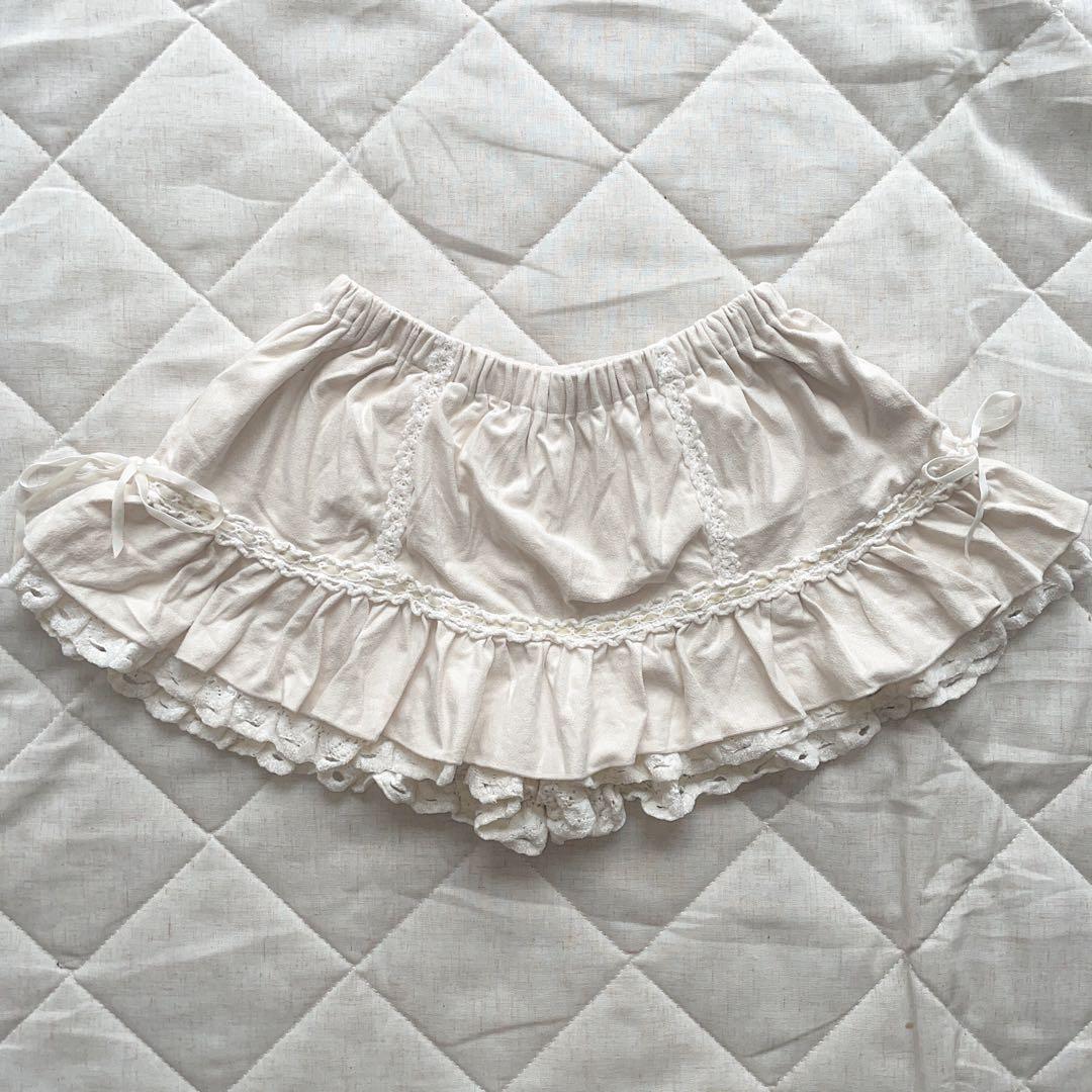 00s 希少 LIZLISA ホワイト起毛ハシゴレースフリルスカパン 姫カジ