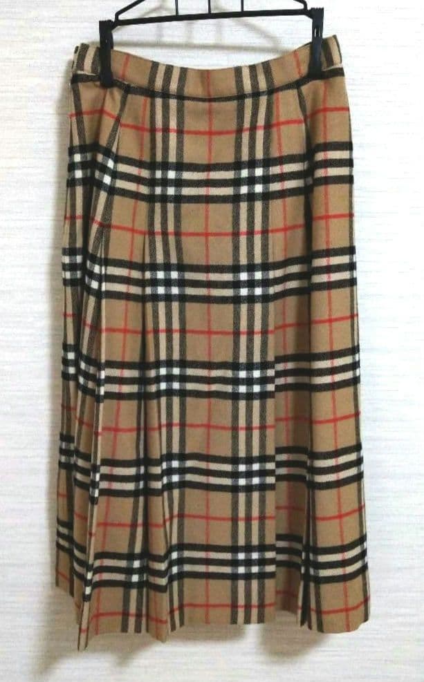 バーバリー　BURBERRY　ウールプリーツスカート　ノバチェック　サイズS