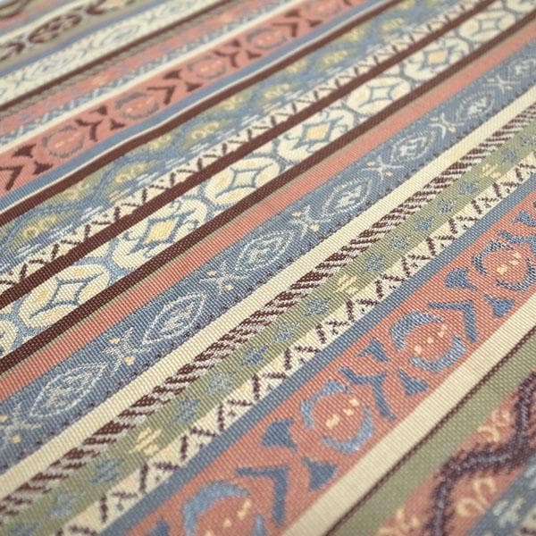 名古屋帯 八寸 本場筑前博多織 博多織 全通 縞 草花 七宝 中古 kp2305