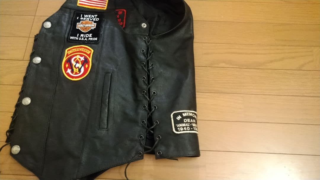 激激レア！　ハーレーダビッドソン　オールドワッペン　レザーベスト　XXL