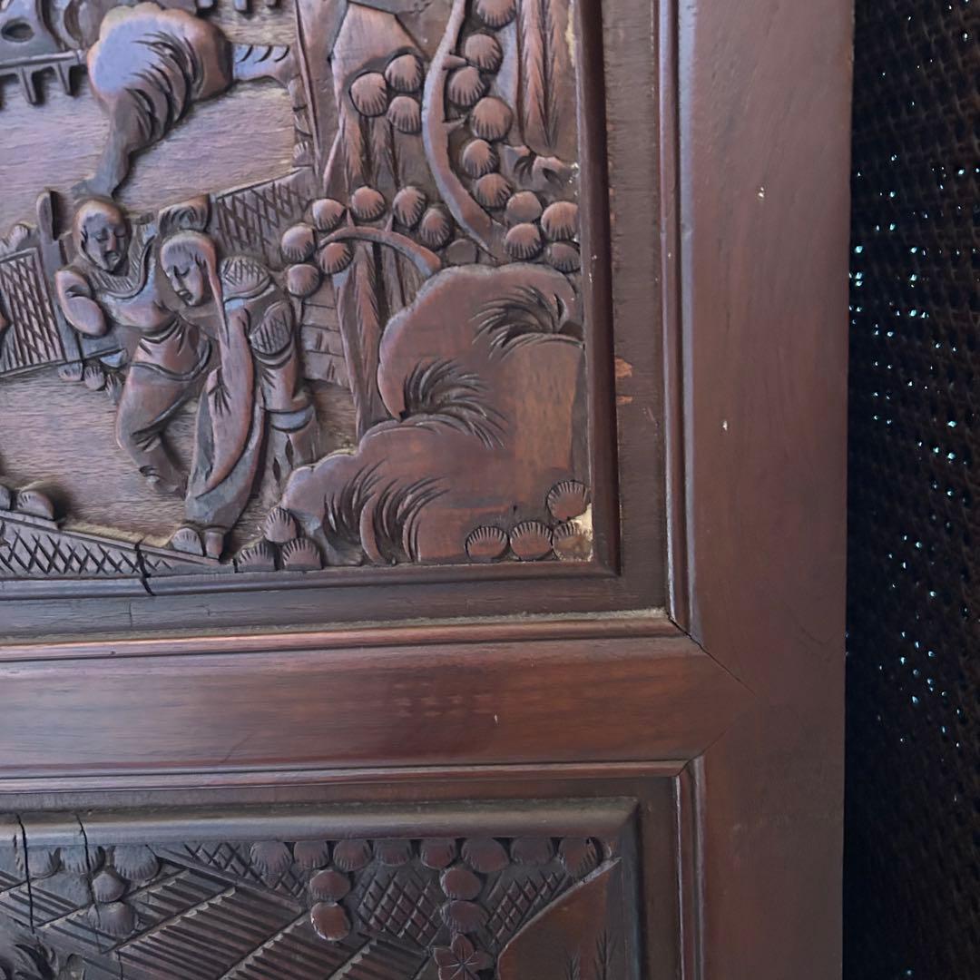 アンティーク家具　ライティングビューロー　彫刻入り