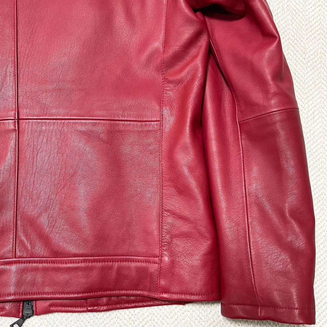 極美品 メンズメルローズ 本革 レザージャケット シングルライダース レッド 赤