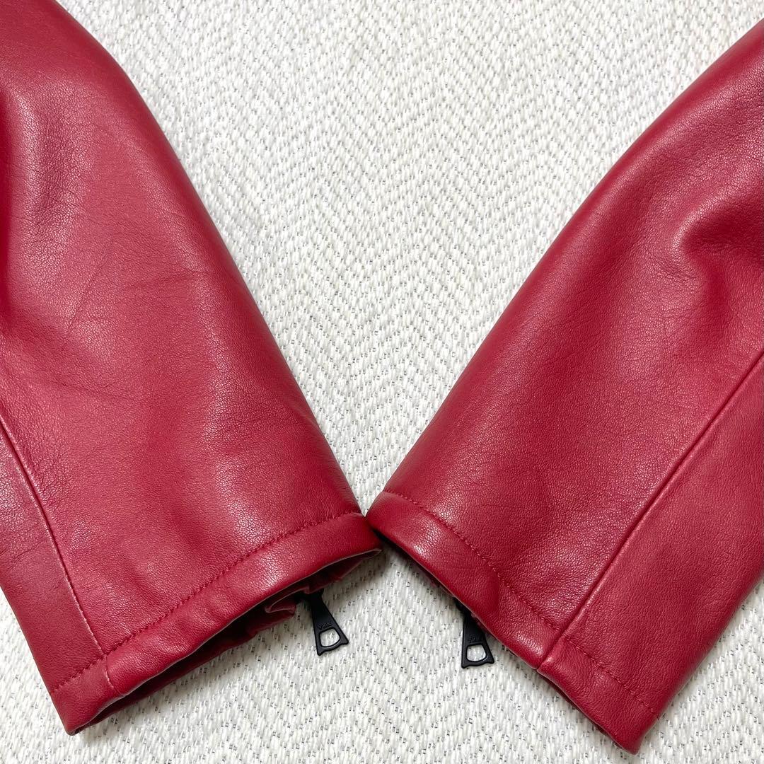 極美品 メンズメルローズ 本革 レザージャケット シングルライダース レッド 赤