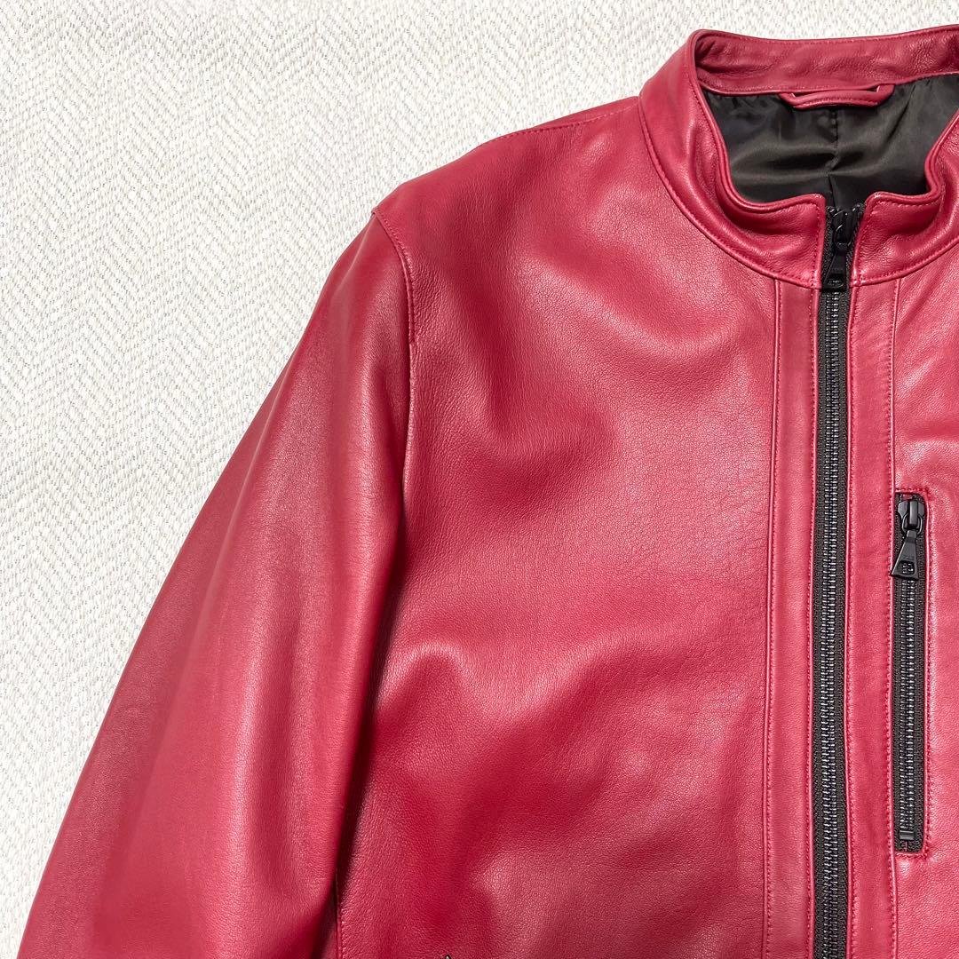極美品 メンズメルローズ 本革 レザージャケット シングルライダース レッド 赤