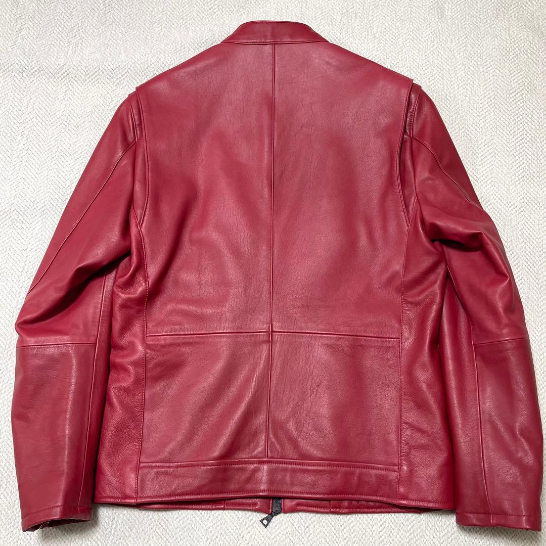 極美品 メンズメルローズ 本革 レザージャケット シングルライダース レッド 赤