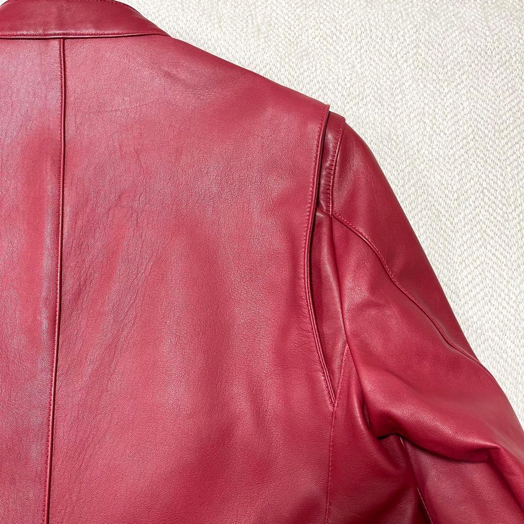 極美品 メンズメルローズ 本革 レザージャケット シングルライダース レッド 赤