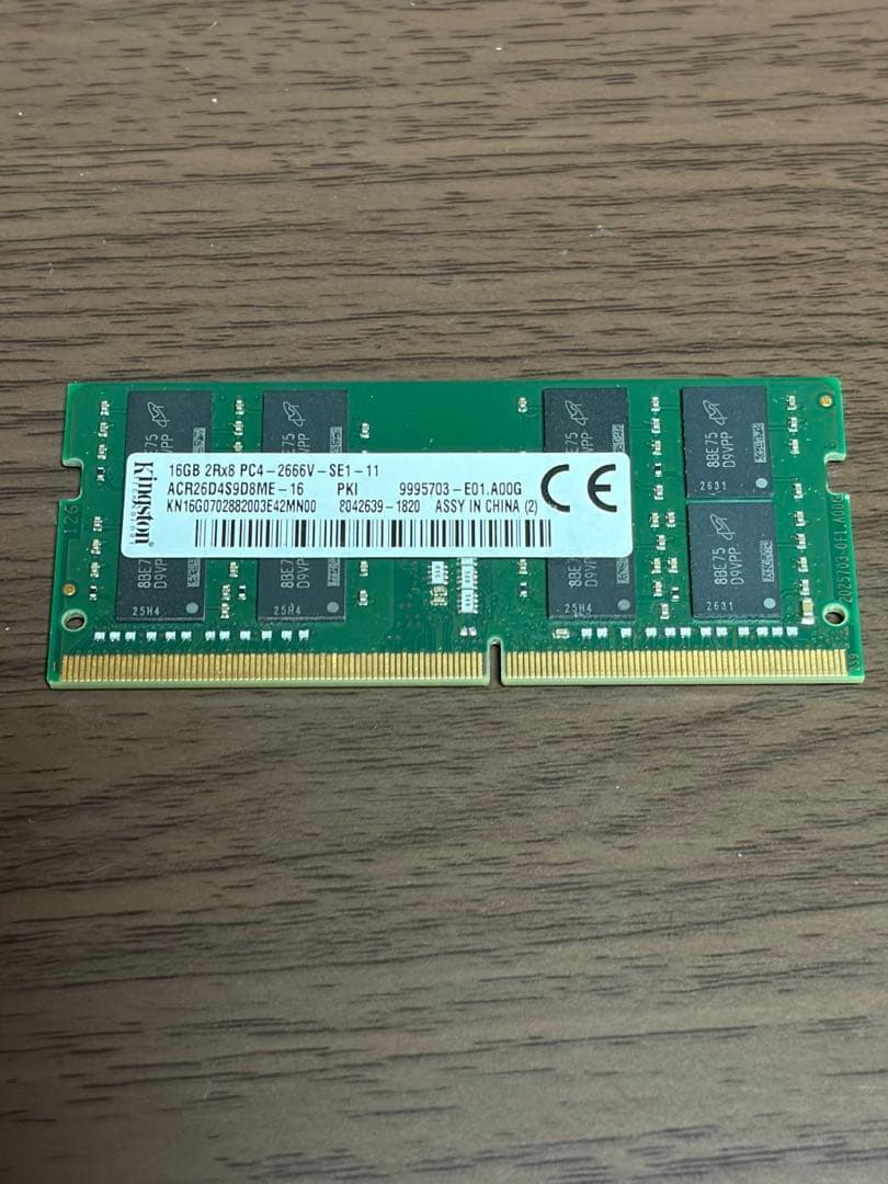 16GB DDR4 メモリー PC4-2666V ノート用 kingston