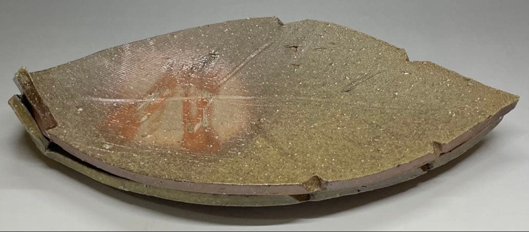 金重愫　備前葉皿　二人　円山窯　共箱　栞　X380