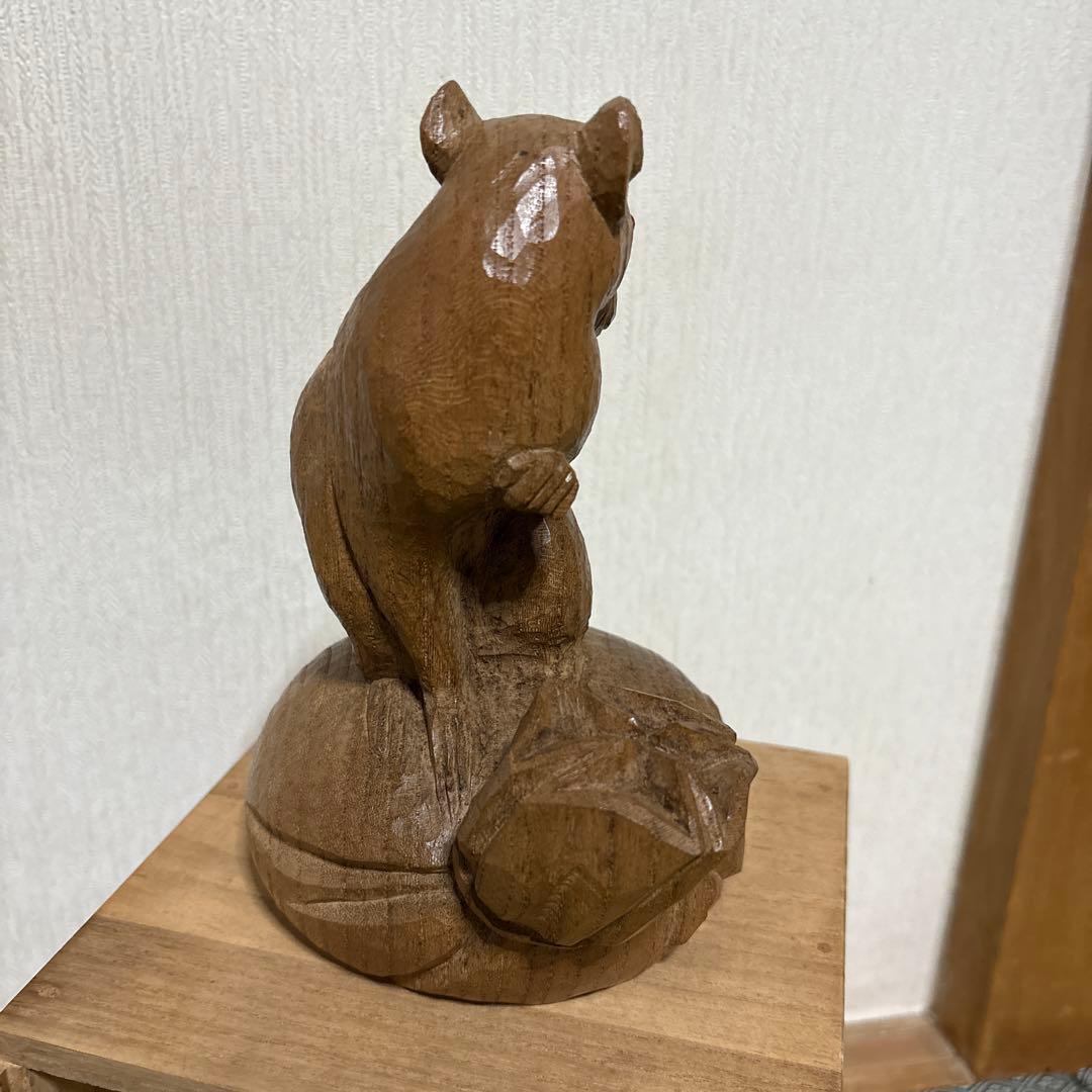 彫刻家　辻 志郎　子　ネズミ　木彫り　骨董品　工芸品　芸術　置物　オブジェ