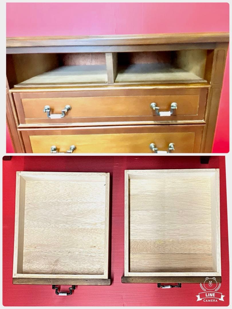 チェスト アガチス材 引出し5杯 ダークブラウン リビングチェスト