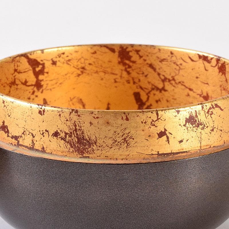 茶道具　漆塗　銀溜銀いぶし内金箔　棗　在銘　共箱　V　7353